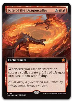 Rite of the Dragoncaller (Extended Art) #467 (NM) Foundations FDN Magic MTG - Image 1