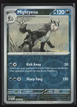 Mightyena Common SV05: Temporal Forces 106/162 NM Pokemon Card Reverse Holo - Image 1