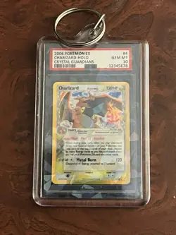 Pokemon Charizard EX Keychain – PSA 10 4/100 Crystal Guardians Holo (2006) - Image 1