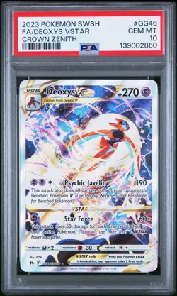 2023 POKEMON SWORD & SHIELD CROWN ZENITH #GG46 FULL ART/DEOXYS VSTAR PSA 10 - Image 3