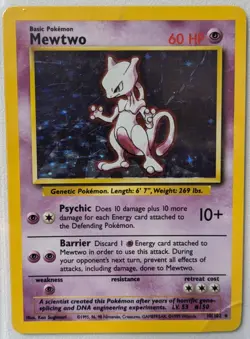 Pokemon TCG Mewtwo Base Set 10/102 Holo 1999-2000 Wizards Base Set - MP - Image 1