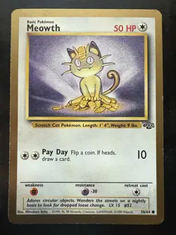 Pokemon Meowth Gold Border 56/64 Fruit Roll Ups Promo Jungle WOTC Vintage (MP) - Image 1