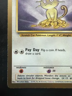 Pokemon Meowth Gold Border 56/64 Fruit Roll Ups Promo Jungle WOTC Vintage (MP) - Image 4