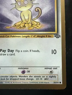 Pokemon Meowth Gold Border 56/64 Fruit Roll Ups Promo Jungle WOTC Vintage (MP) - Image 5