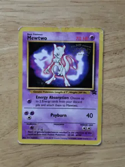 Vintage Pokemon TCG Mewtwo WB First Movie Black Star Promo 3 Heavy Play - Image 1
