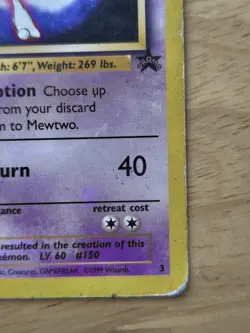 Vintage Pokemon TCG Mewtwo WB First Movie Black Star Promo 3 Heavy Play - Image 4