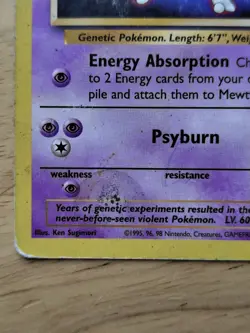 Vintage Pokemon TCG Mewtwo WB First Movie Black Star Promo 3 Heavy Play - Image 5