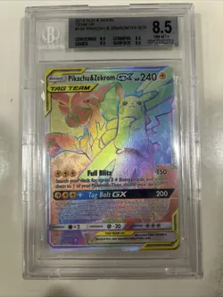 2019 Pokemon S&M Team Up Pikachu & Zekrom GX 184/181 RAINBOW BGS 8.5 Max Subs! - Image 1