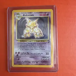 Pokemon Alakazam 1/130 Base Set 2 Holo HP CREASE - Image 1