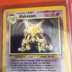Pokemon Alakazam 1/130 Base Set 2 Holo HP CREASE - Image 3