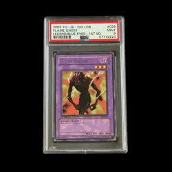 Yu-Gi-Oh! Slab Flame Ghost 1st Edition LOB-029 PSA 9 Mint 2002 - Image 1
