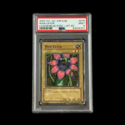 Yu-Gi-Oh! Slab Man Eater 1st Edition LOB-075 PSA 9 Mint 2002 - Image 1