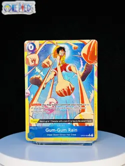 One Piece Card Game 🏴‍☠OP02-068 Gum-Gum Rain R NM Alt Art Foil ENGLISH - Image 1