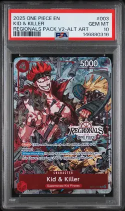 2025 ONE PIECE KID & KILLER REGIONALS V2 ALT ART 003 PSA 10 - Image 1