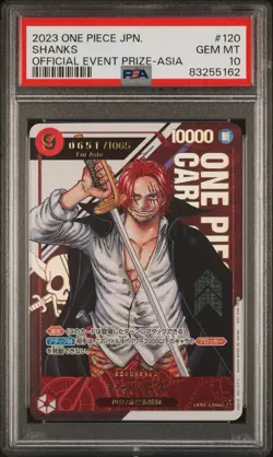 ONE PIECE - PSA 10 JPN SHANKS SERIALIZED PRIZE-ASIA /1065 PROMOS 2023 #120 - Image 1