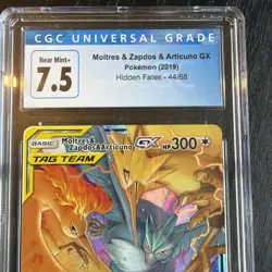 😊 CGC 7.5 Moltres Zapdos and Articuno GX Pokemon Card (2019) Hidden Fates 44/68 - Image 3