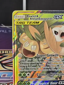 Rowlet & Alolan Exeggutor GX Tag Team Pokemon Card Sun & Moon 1/236 Holo - Image 2