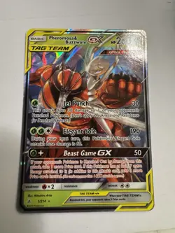 Pokemon TCG Pheromosa & Buzzwole GX Card 1/214 Unbroken Bonds Tag Team NM - Image 1