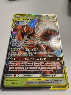 Pokemon TCG Pheromosa & Buzzwole GX Card 1/214 Unbroken Bonds Tag Team NM - Image 2