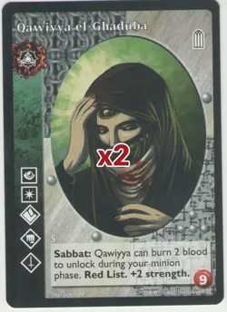Lot of 2 cards: Qawiyya el-Ghaduba [HttB Reprint 2 set] - VTES card - Image 1