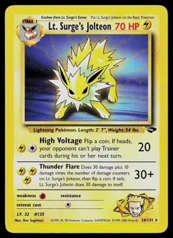 Pokemon Card - Lt. Surge's Jolteon Gym Challenge 28/132 Rare - Image 1