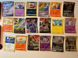 Pokemon TCG 18 Card Bundle job lot free tin token & sticker sheet great cond - Image 2