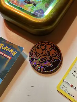 Pokemon TCG 18 Card Bundle job lot free tin token & sticker sheet great cond - Image 4