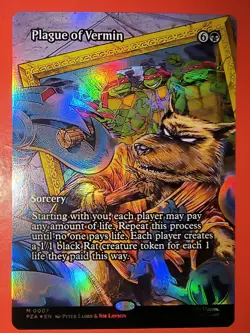 MTG, PLAGUE OF VERMIN, 0007, MYTHIC, NM, PZA, BORDERLESS, FOIL FINISH - Image 1