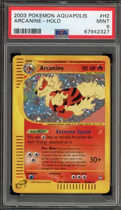 Pokemon Arcanine Aquapolis Holo Rare #H2 PSA 9 Mint - Image 1
