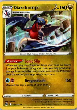 Garchomp Holo 109/172 Holo Rare SWSH09: Brilliant Stars LP Pokemon Card - Image 1