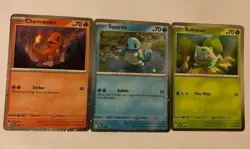 Pokemon 151 TCG Charmander Squirtle Bulbasaur 151 SV Promo Poster Collection - Image 1