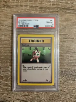 1999 POKEMON FOSSIL 1ST ED #61 RECYCLE PSA 10 First Edition - Image 1
