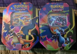 Mega Charizard X and Y Tins Sealed 2026 Set of 2 Pokemon TCG Phantasmal Flames - Image 1