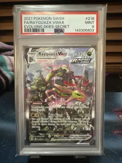 Pokemon Rayquaza VMAX Evolving Skies SWSH Alt PSA 9 Mint! Fresh Cert! RegradeU - Image 2
