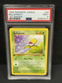 1999 POKEMON JUNGLE 1ST EDITION #49 BELLSPROUT PSA MINT 9 SET BREAK - Image 1