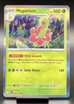 Pokemon Meganium 010/132 Holo Rare Mega Evolution TCG 2025 NM - Image 1