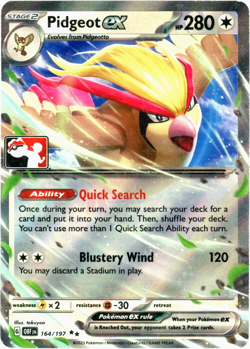 Pidgeot ex - 164/197 - Prize Pack Series - Obsidian Flames Pokemon English LP/NM - Image 1