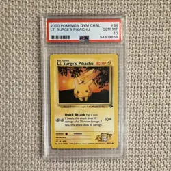 Pokemon Gym Challenge Lt. Surge's Pikachu 84/132 PSA 10 Unlimited Regular 2000 - Image 1