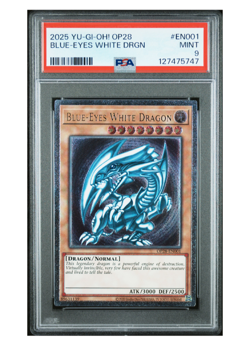 PSA 9 Blue-Eyes White Dragon Ultimate OP28-EN001 Yugioh! EURO GEM 0.84% - Image 1