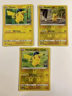2022 Pokemon GO Pikachu Holo Promo Card 28/78 X2 & Pikachu 27/78 Reverse Holo - Image 1