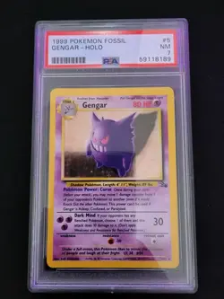 1999 Pokemon Fossil GENGAR 5/62 Holo Card PSA 7 Near Mint - Image 1