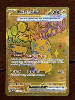 Pokemon Prismatic Evolutions Pikachu Ex 179/131 Hyper Rare Gold Holo - Image 1