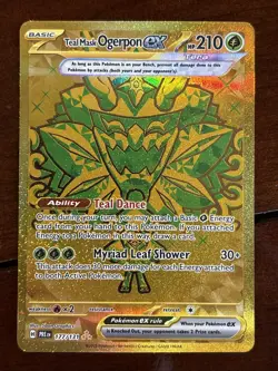 Pokemon Prismatic Evolutions Teal Mask Ogerpon Ex 177/131 Hyper Rare Holo Gold - Image 1