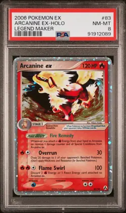 Pokemon Arcanine ex 83/92 - EX Legend Maker Holo Chase 2006 - PSA 8 NM-MT - Image 3