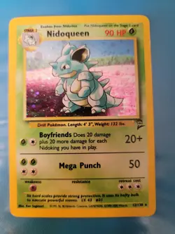 SWIRL PATTERN Pokemon Nidoqueen Holo Rare Vintage Card 12/130 Base Set 2. - Image 1