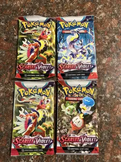 Lot Of 4 Pokemon TCG Scarlet and Violet Base Set Booster Packs New and Sealed - Image 1
