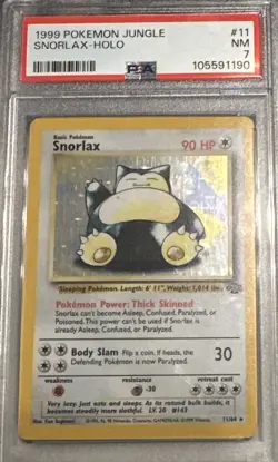 1999 Pokemon Jungle Snorlax Holo Unlimited 11/64 PSA 7 - Image 1