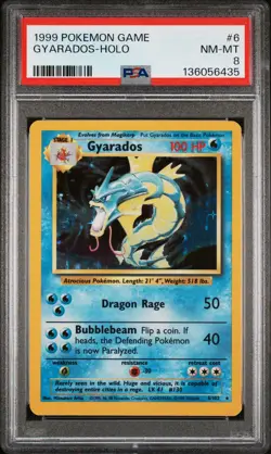 1999 POKEMON BASE SET UNLIMITED #6 GYARADOS-HOLO PSA 8 - Image 1