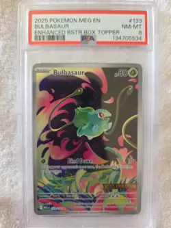 BULBASAUR ENHANCED BSTR BOX TOPPER #133- 2025 POKEMON MEGA EVOLUTIONS- PSA NEAR - Image 3