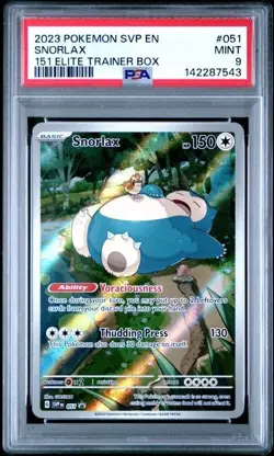 PSA 9 Snorlax 051 Pokemon Scarlet Violet 151 Elite Trainer Box Black Star Promo - Image 1